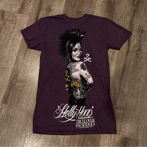 HOLLY-HOOD TRUE LOVE & FALSE IDOLS Womens PURPLE T-SHIRT - SIZE Sm Punk …